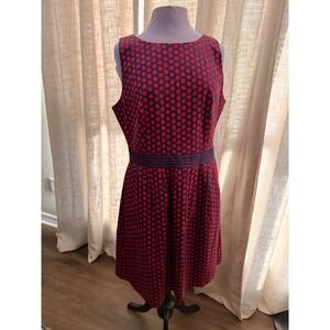 The Limited Red Navy Polka Dot Sleeveless Fit Flare Dress Size 14